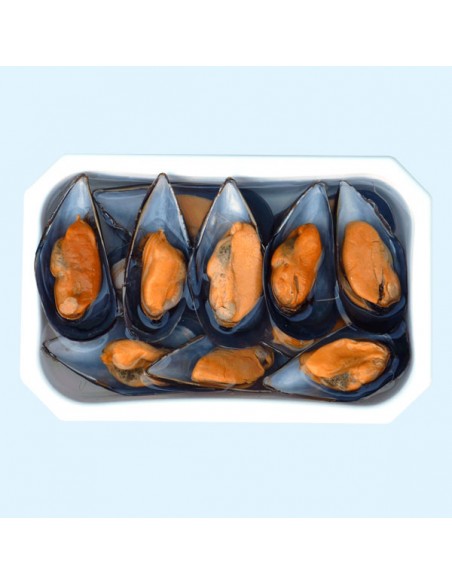 VIVERA MEJILLONES RÍAS GALLEGAS AL NATURAL MEDIA CONCHA AL VAPOR 16/18 PZ BANDEJA 500 GR