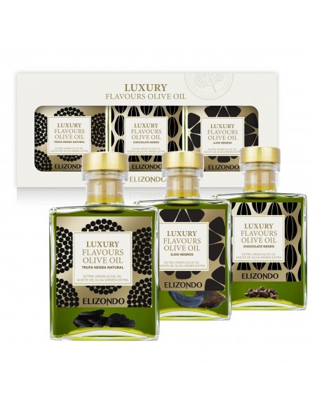 ELIZONDO ESTUCHE ACEITES TRUFA,AJO NEGRO Y CHOCOLATE NEGRO 200 ML X 3