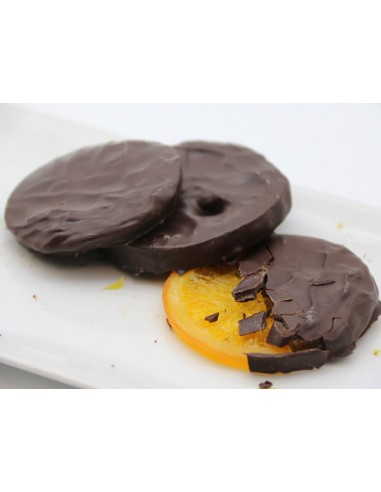 DISCOS DE NARANJA CONFITADA VALENCIANA CON CHOCOLATE