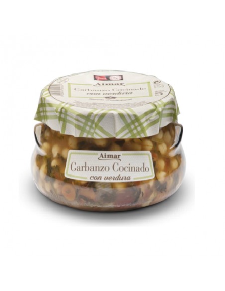 AIMAR GARBANZOS COCINADOS CON VERDURAS VIDRIO 600 gr