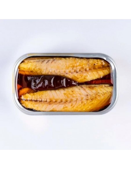 LA CURIOSA FILETES DE CABALLA CANALLA EN A.OLIVA CON CURRY Y CHILE OL-120 gr