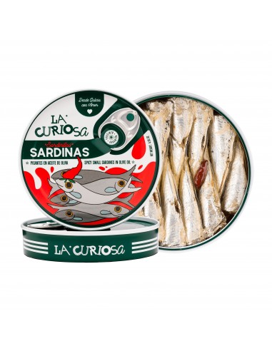 LA CURIOSA SARDINILLAS PICANTES EN ACEITE DE OLIVA 12/16 Piezas RO-120 gr
