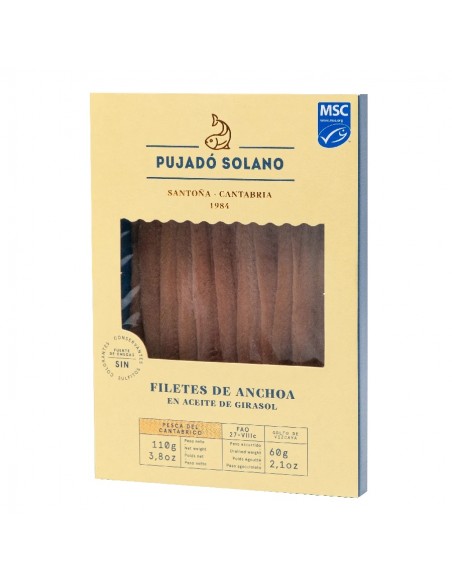 PUJADÓ SOLANO FILETES DE ANCHOAS DEL CANTÁBRICO EN ACEITE 110 gr
